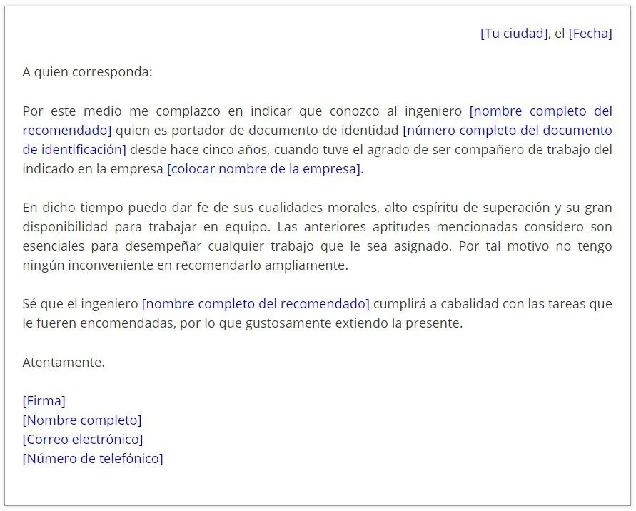 Referencias personales características y ejemplos