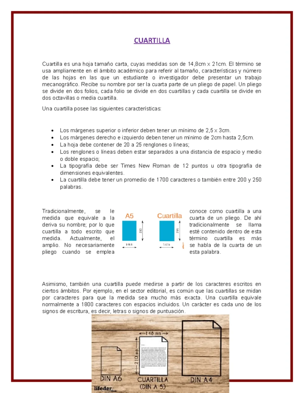 Título Espacio necesario para un artículo la media cuartilla