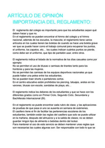 Importancia del reglamento escolar