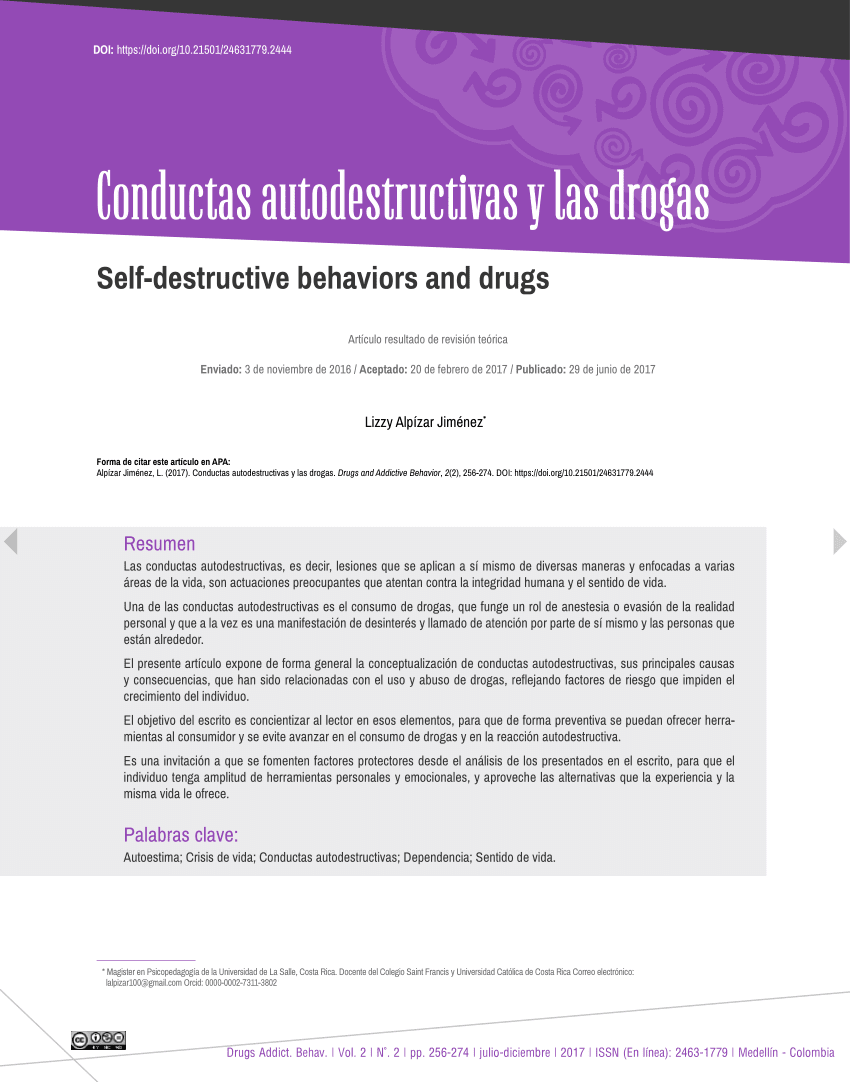 Comportamiento autodestructivo en la adolescencia un peligro latente