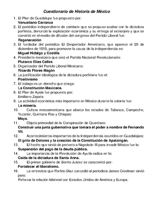 Cuestionario de historia de México descubre tu conocimiento