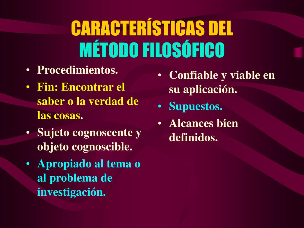 El método filosófico concepto y aplicación