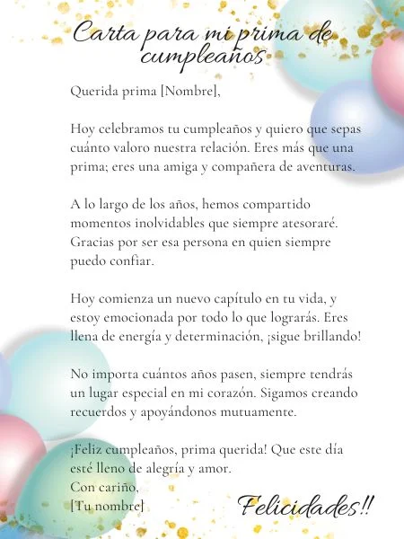 Formas de felicitar a una prima de forma creativa