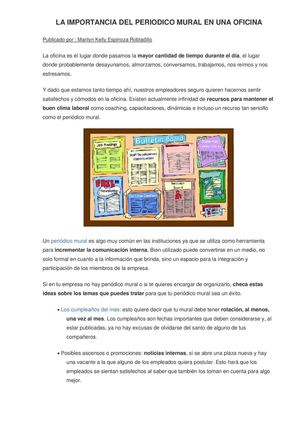 Importancia del periódico mural en nuestra vida diaria