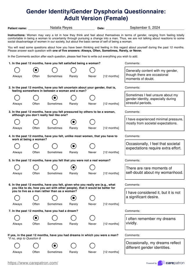 Prueba de disforia de género evaluación optimizada y concisa