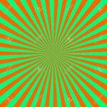Colores vibrantes verde y naranja en una explosión visual